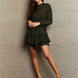 Leopard Smock Waist Long Sleeve Dress