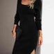 Rib-Knit Slit Sweater Dress