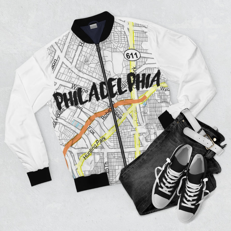 Philadelphia Kimante White AOP Bomber Jacket
