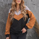 Leopard Color Block Quarter-Zip Sweatshirt