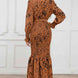 Printed V-Neck Smocked Midi Dress