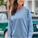 Round Neck Raglan Sleeve Exposed Seam Sweatshirt