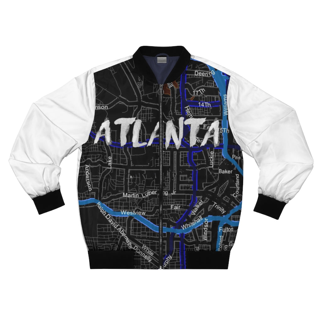 Atlanta Kimante All Black White Sleeves AOP Bomber Jacket