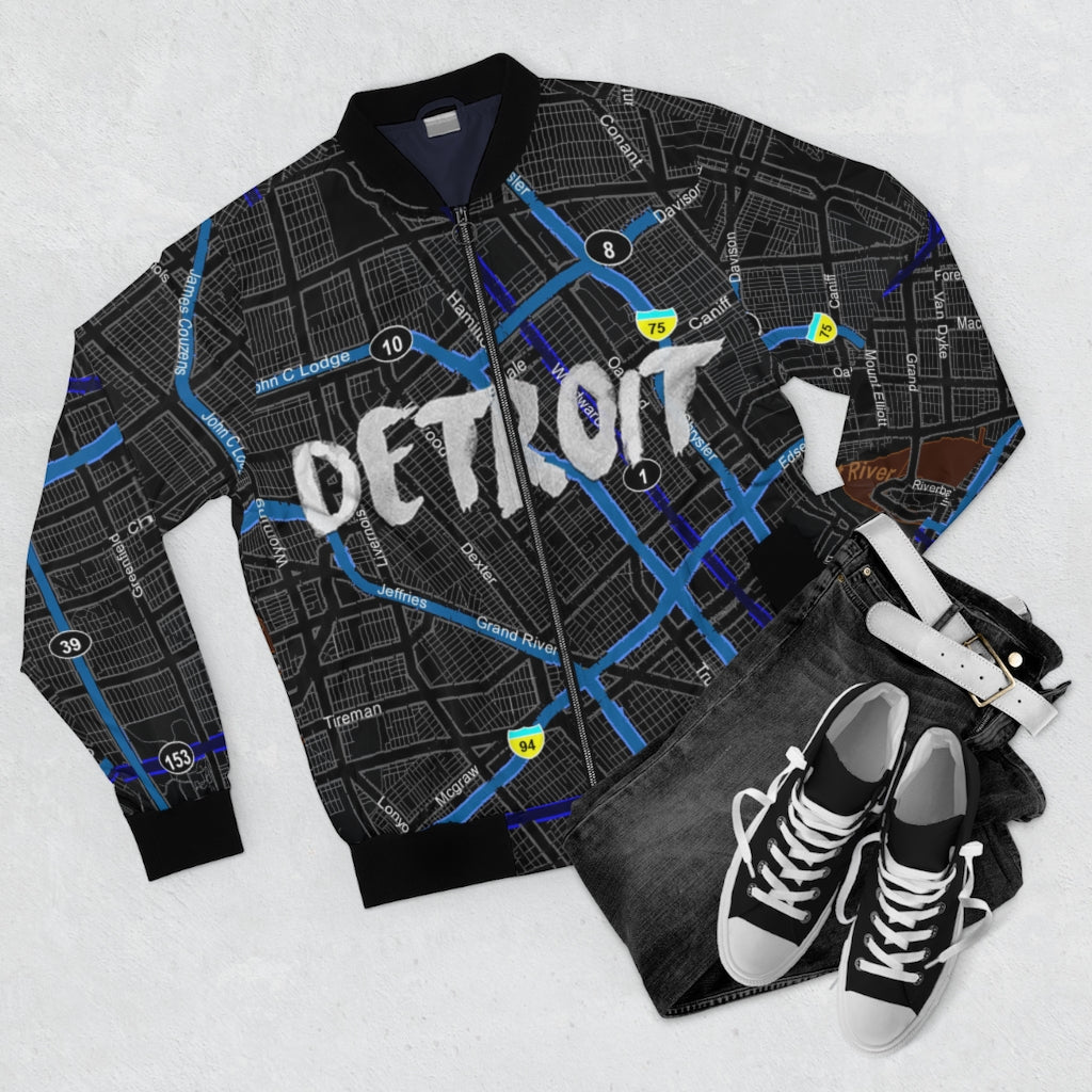 Detroit Kimante All Black AOP Bomber Jacket