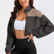 Contrast Drawstring Zip Up Jacket