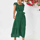 Tie Belt Ruffled Tiered Dress