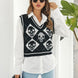 Skull Contrast V-Neck Sweater Vest