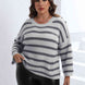 Plus Size Striped Dropped Shoulder Sweater