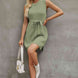 Round Neck Slit Sleeveless Sweater Dress