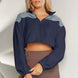 Contrast Drawstring Zip Up Jacket
