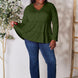 Double Take Half Button Long Sleeve Ruffle Hem Blouse