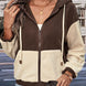 Two-Tone Zip-Up Dropped Shoulder Hooded Jacket