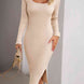 Rib-Knit Slit Sweater Dress