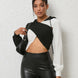 Two-Tone Crisscross Long Sleeve Hoodie