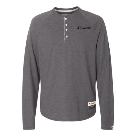 Original Kimante Black Logo Slub Henley Long Sleeve Shirt - Kimante Discounted Fashionionable clothing 