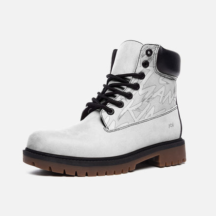 Kimante Casual Leather Lightweight White Print Boots