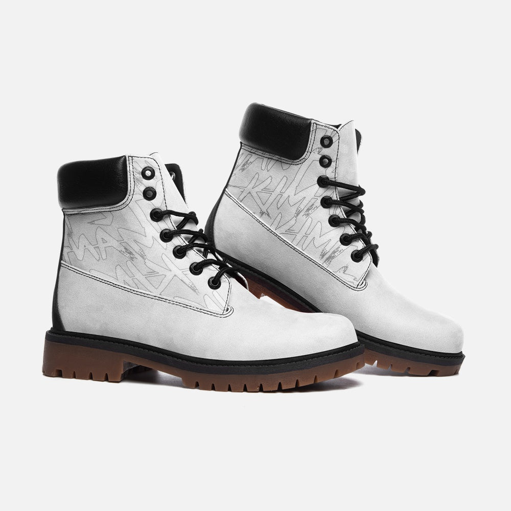Kimante Casual Leather Lightweight White Print Boots