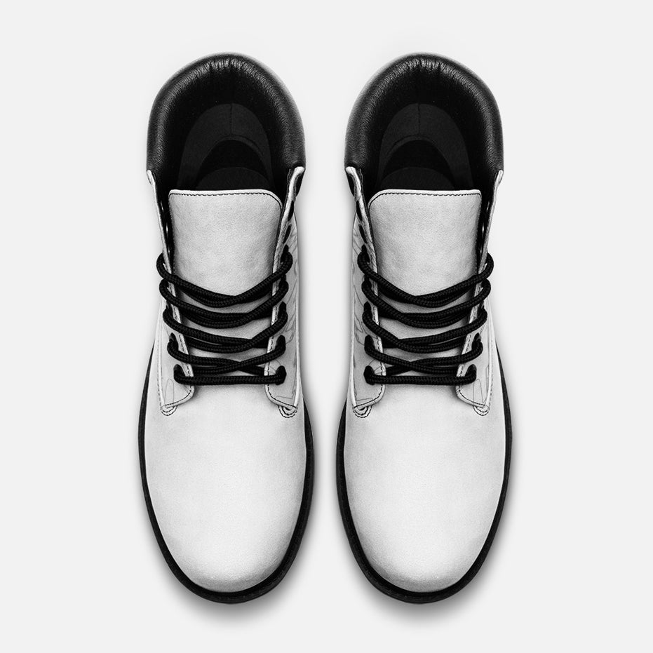 Kimante Casual Leather Lightweight White Print Boots