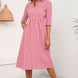 Plaid Collared Neck Midi Dress