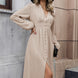 V-Neck Buttoned Slit Dress