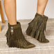 Legend Women's Tassel Wedge Heel Ankle Booties