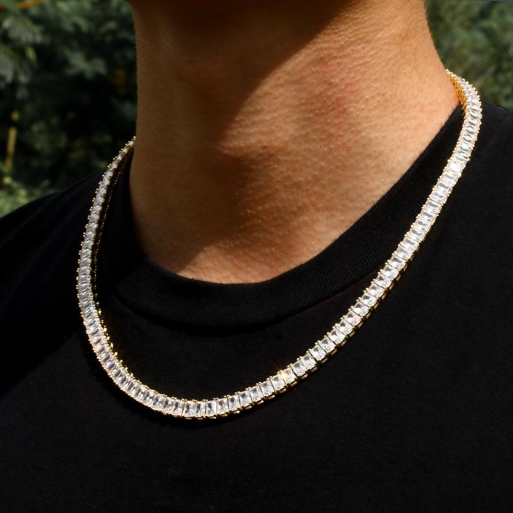 6mm Baguette Cut CZ Diamond Tennis Chain in 14K Gold by Bling Proud | Urban Jewelry Online Store