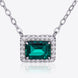 Lab-Grown Emerald Rectangle Pendant Necklace