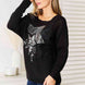 Double Take Sequin Graphic Dolman Sleeve Knit Top