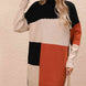 Color Block Mock Neck Dropped Shoulder Sweater Dress