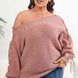 Plus Size One Shoulder Beaded Sweater