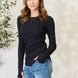 Culture Code Full Size Ribbed Round Neck Long Sleeve Top