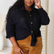 Double Take Waffle-Knit Collared Neck Dropped Shoulder Shirt