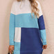 Color Block Mock Neck Dropped Shoulder Sweater Dress