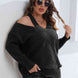Plus Size Cutout V-Neck Sweater