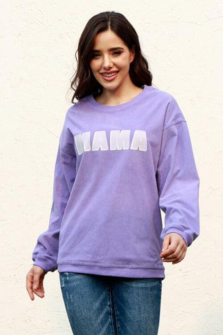 MAMA Round Neck Drop Shoulder Sweatshirt