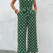 Polka Dot Grecian Wide Leg Jumpsuit