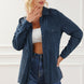 Geometric Button Up Drawstring Collared Neck Jacket