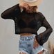 Openwork Flare Sleeve Cropped Cover Up