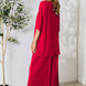 Double Take Full Size Round Neck Slit Top and Pants Set