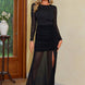 Semi-Sheer Slit Round Neck Dress