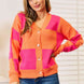 Woven Right Checkered V-Neck Dropped Shoulder Cardigan
