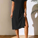 Ribbed Asymmetrical Neck Short Sleeve Dress