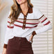 Basic Bae Striped Collared Neck Rib-Knit Top