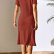 Ribbed Asymmetrical Neck Short Sleeve Dress