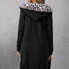 Leopard Spliced Drawstring Zip Up Hoodie Dress