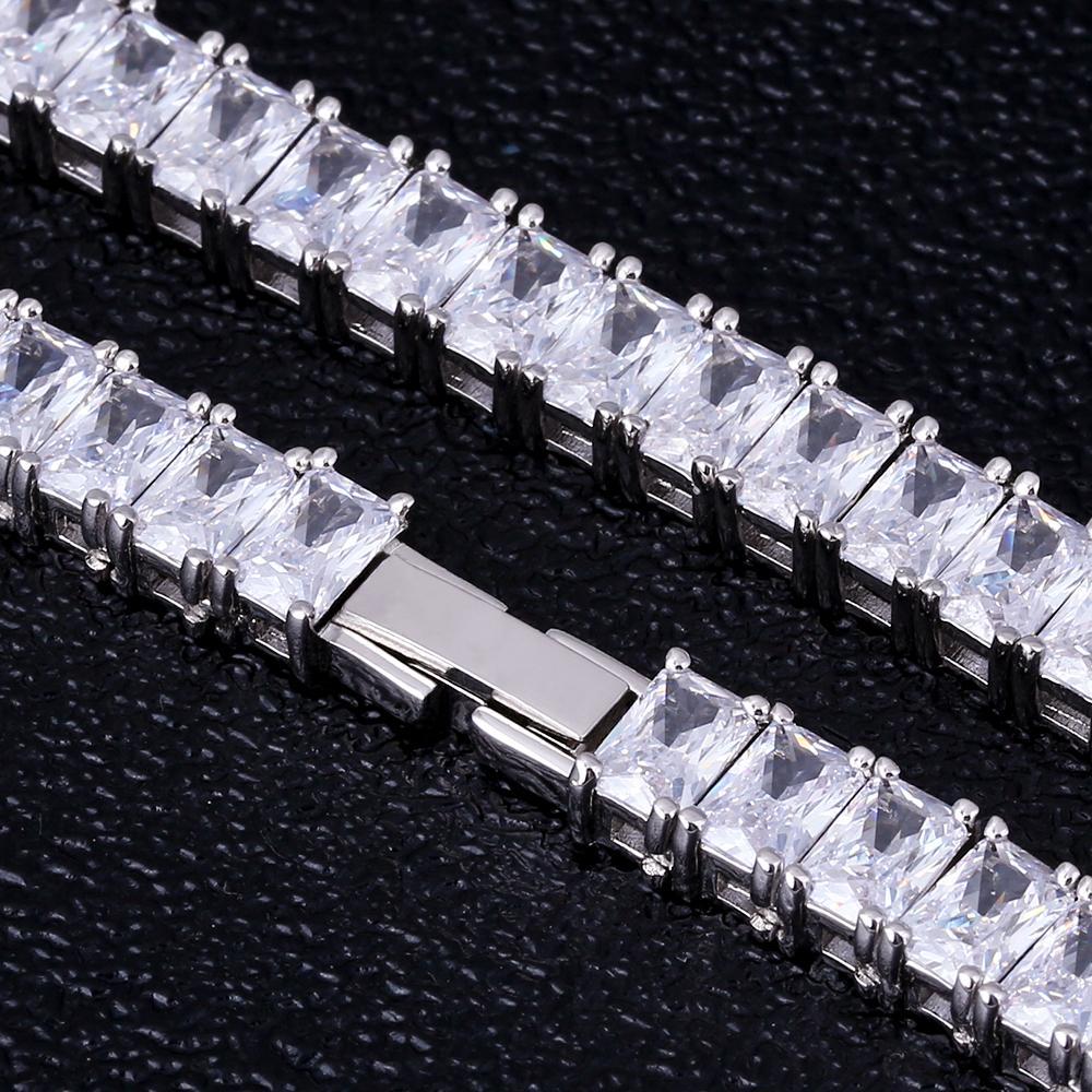 8mm Baguette Cut CZ Diamond Tennis Chain in White Gold by Bling Proud | Urban Jewelry Online Store