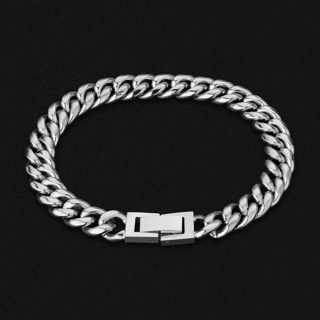 8mm Miami Cuban Link Bracelet White Gold Plated by Bling Proud | Urban Jewelry Online Store