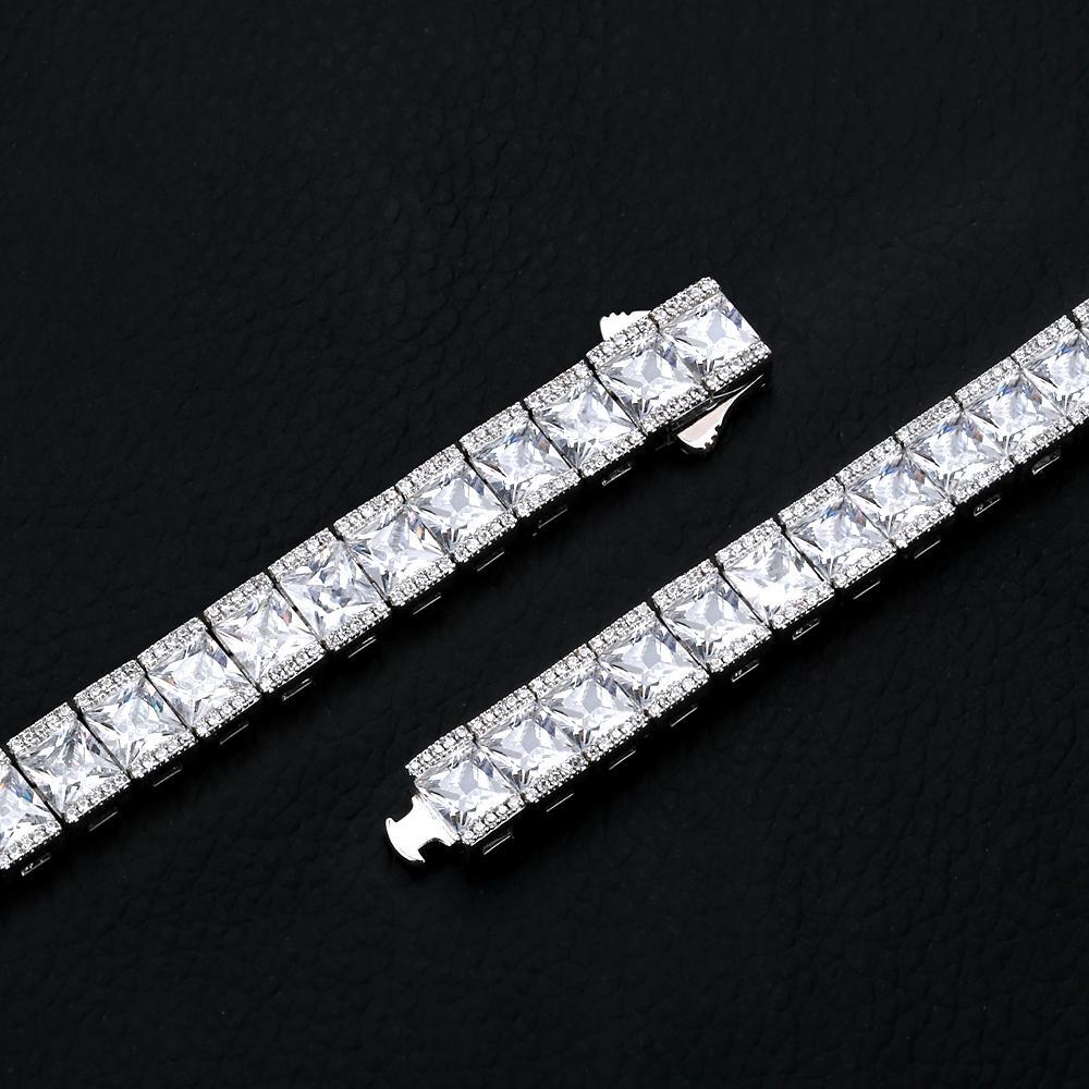8mm Princess Cut CZ Diamond Mens Tennis Bracelet in White Gold by Bling Proud | Urban Jewelry Online Store