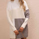 Color Block Mock Neck Dropped Shoulder Sweater Dress