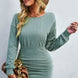 Ruched Dropped Shoulder Textured Knit Dress